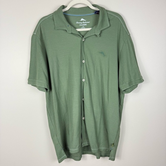 Tommy Bahama Other - Tommy Bahama IslandZONE Button Up Top Mens Large Collared Green Pima Cotton